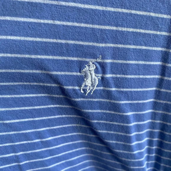 Polo Golf Ralph Lauren Shirt Mens XL Lt Blue White Striped Short Sleeve Stretch - Picture 2 of 6